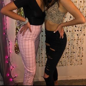 Pink Check Cigarette Trousers